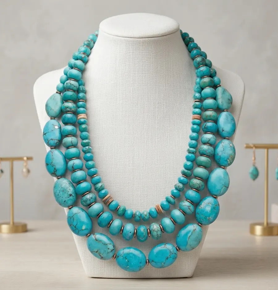 Collar de tres vueltas de turquesa
